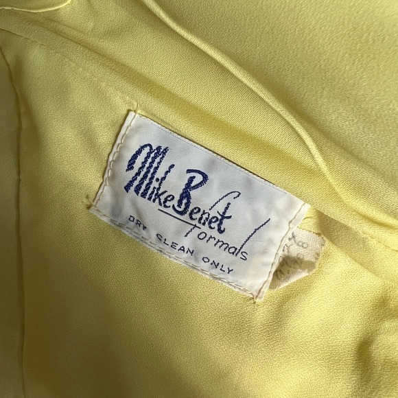 Vintage 1960's Mike Benet Yellow Chiffon Beaded Formal Maxi Gown - Picture 6 of 8